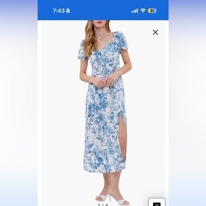 Floral Blue and White Women's Dress